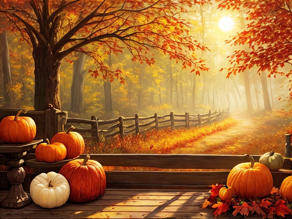 Backdrop "Pumpkins at a fence"