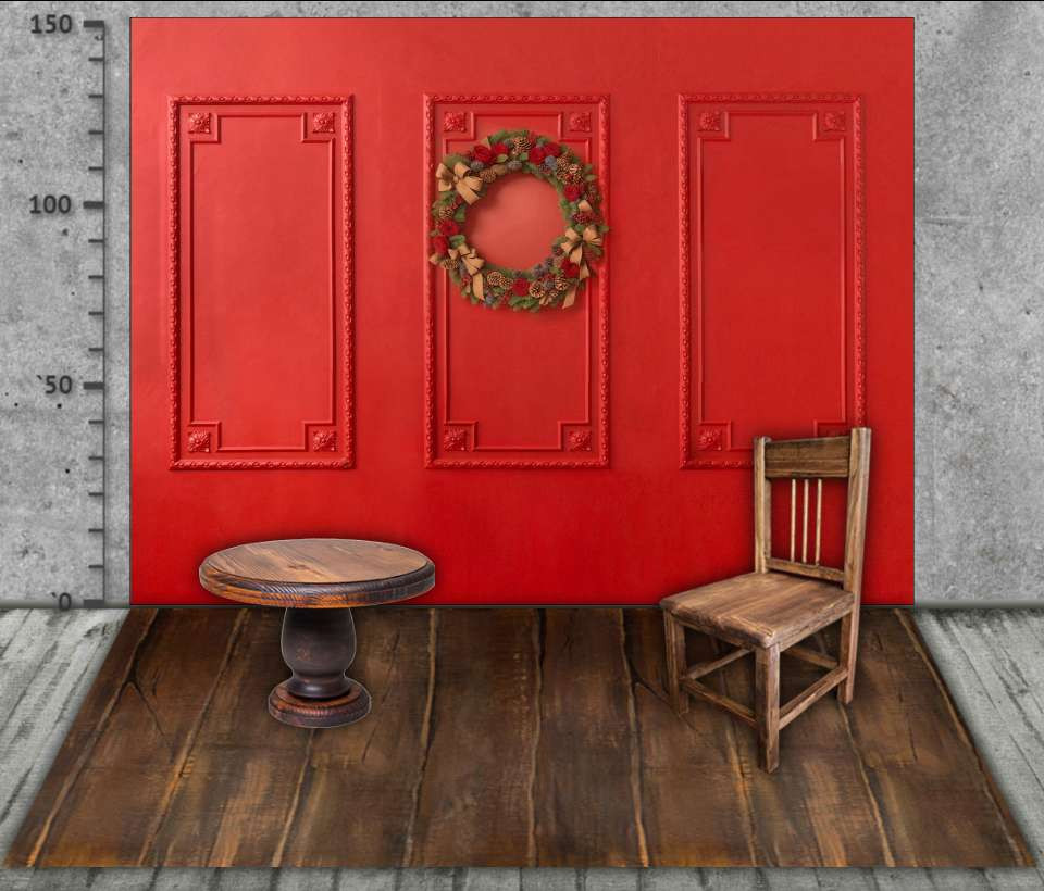 Backdrop "Red wall with a wreath"