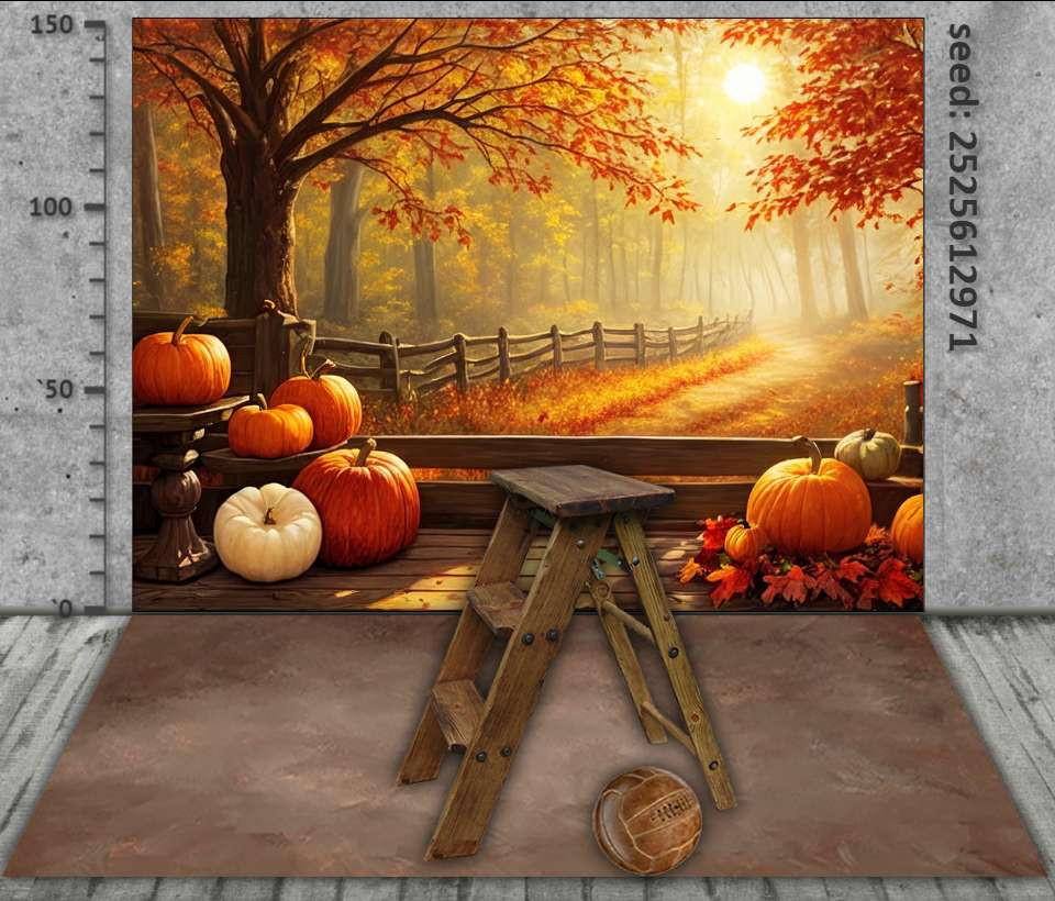 Backdrop "Pumpkins at a fence"