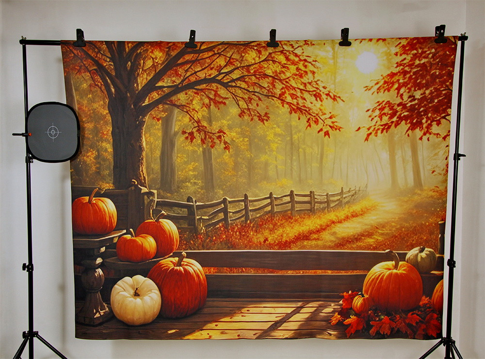 Backdrop "Pumpkins at a fence"