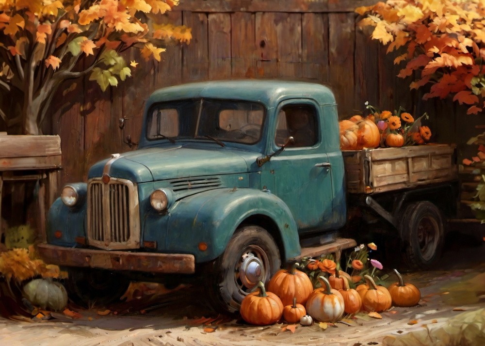 Backdrop "Autumn truck"