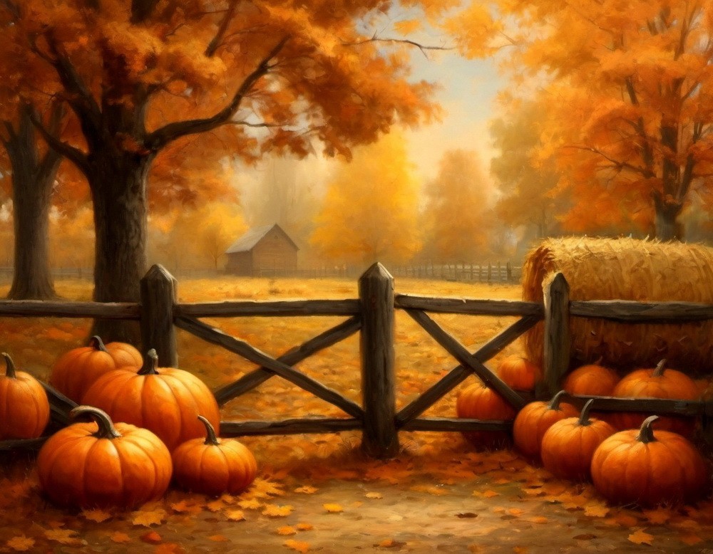 Backdrop "Pumpkins at a fence 2,0"