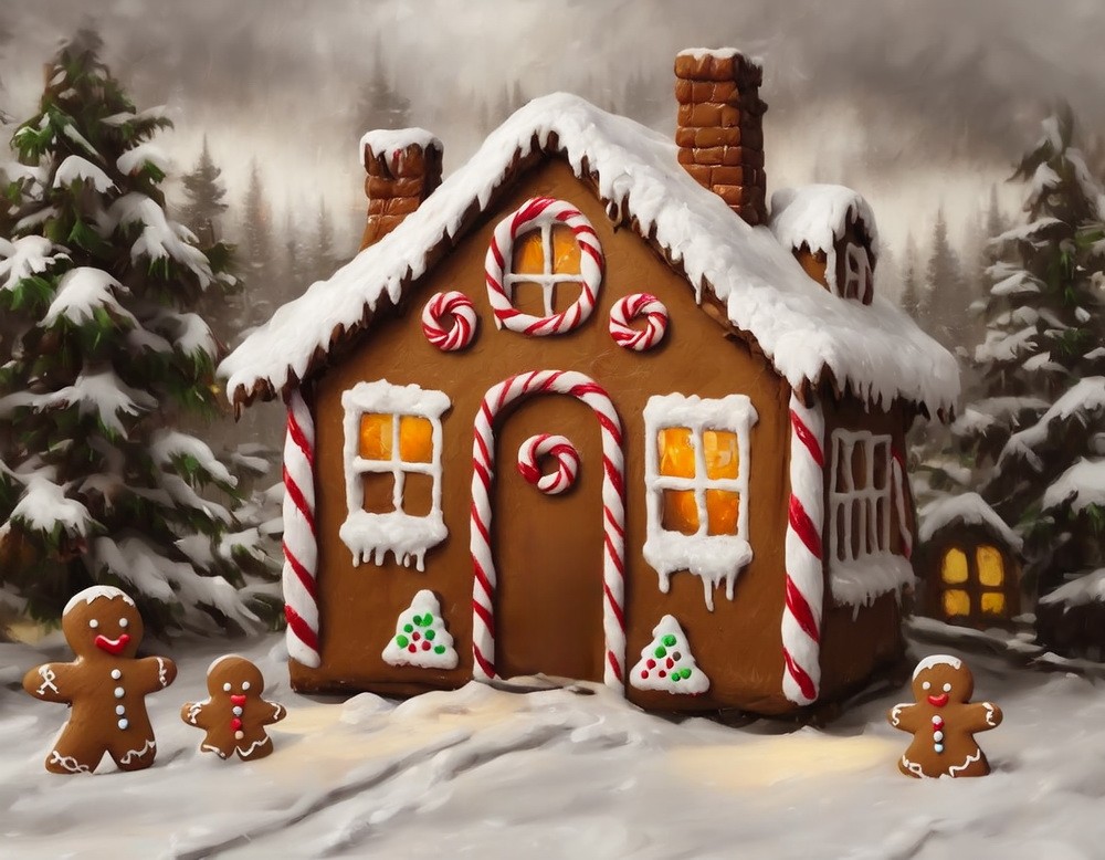 Backdrop "Gingerbread house in the afternoon"