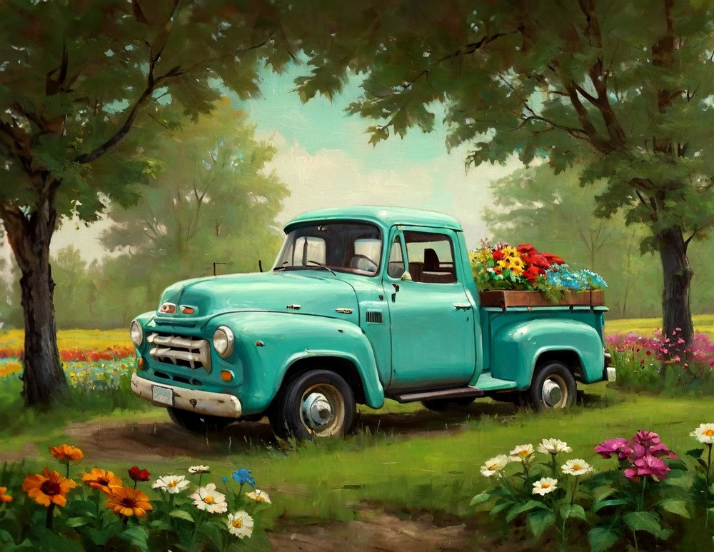 Backdrop "Spring truck"