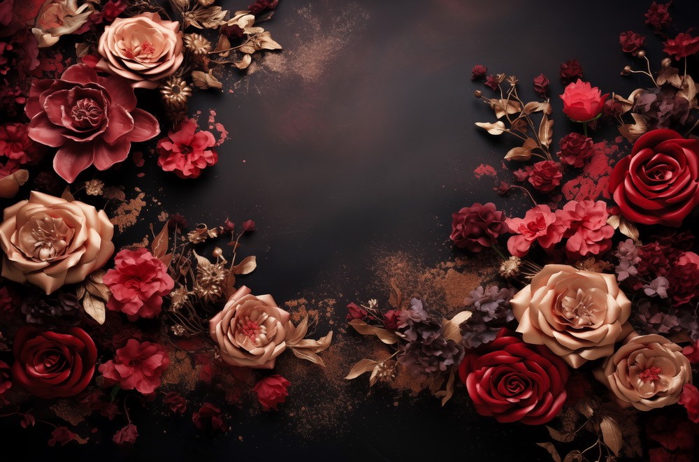 Backdrop "Dark roses 3D"