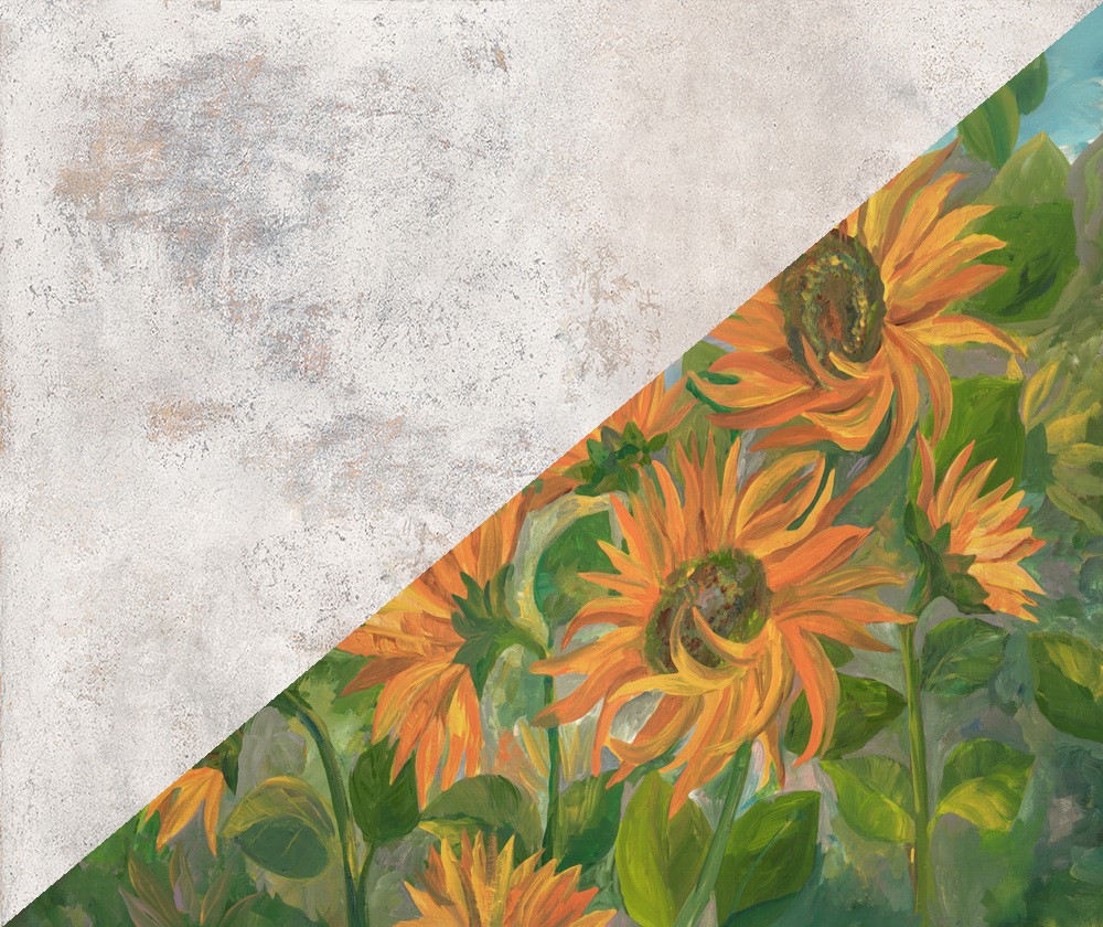 Double sided backdrop "sunflowers / wall"