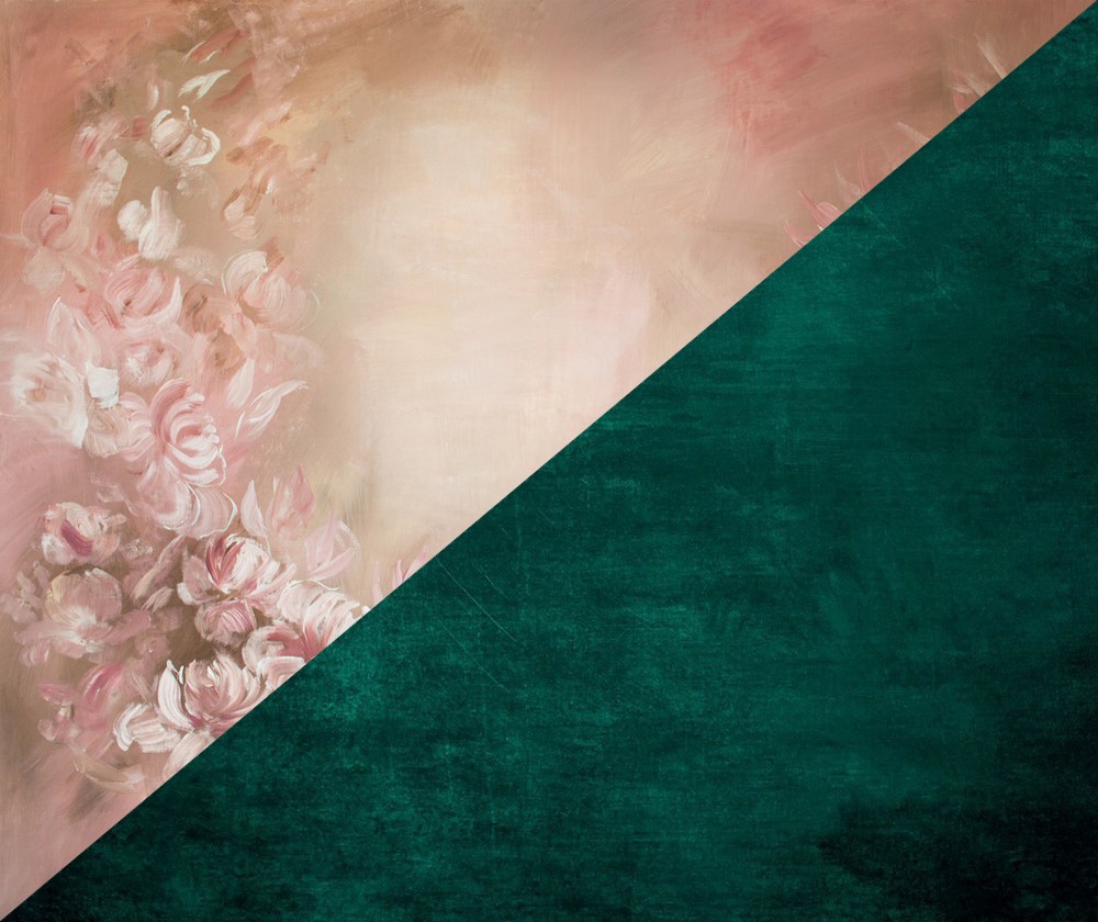 Double sided backdrop "pink dreams warm / emerald"