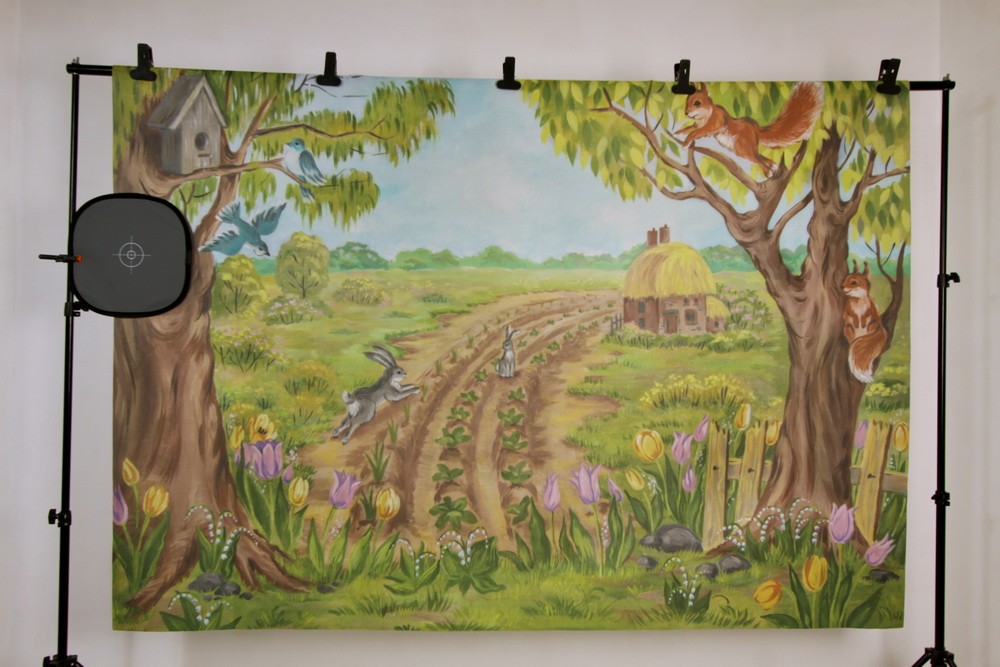 Backdrop "Hares in the garden"